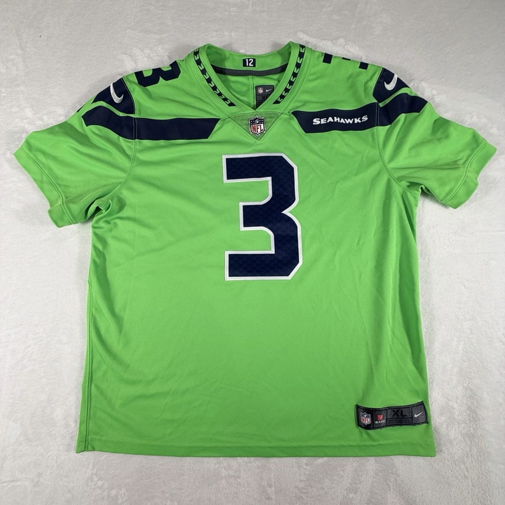 Authentic Nike NFL Jersey #3 Wilson Seattle Seahawks Sz XL Alternate Neon Green